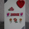 "With Love" Flower and Crochet Heart Anniversary Card