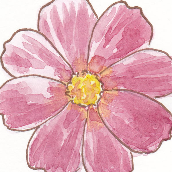 ACEO Floral Art Spring Flower Original Watercolour and Ink Painting OOAK 
