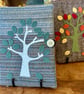 Hand Stitched Leafy Tree Vintage Welsh Tweed Journal Cover & Notebook