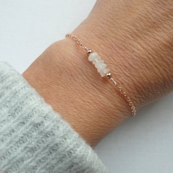 Rose gold chain and moonstone bracelet