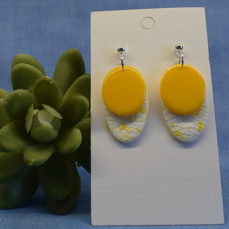 Marbled Oval Drop Earrings