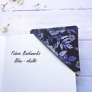 Skulls Fabric Corner Bookmark, Gothic Gift , Blue Cotton Bookmark
