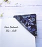 Skulls Fabric Corner Bookmark, Gothic Gift , Blue Cotton Bookmark