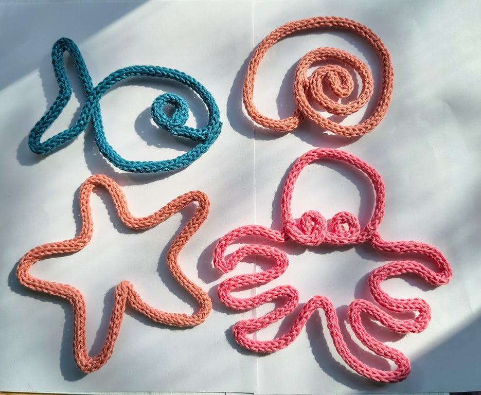 Knitted wire Under the sea creature set - Octopus, shell, starfish and fish