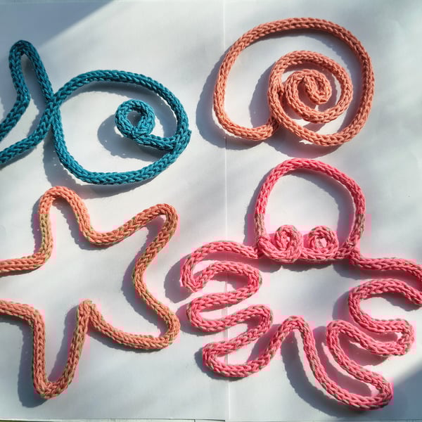 Knitted wire Under the sea creature set - Octopus, shell, starfish and fish