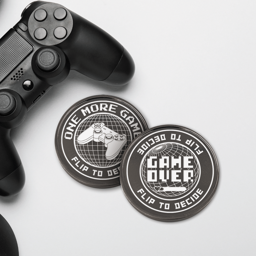 One More Game or Game Over - Decision Coin: Unusual Gaming Gift, Gift For Gamer