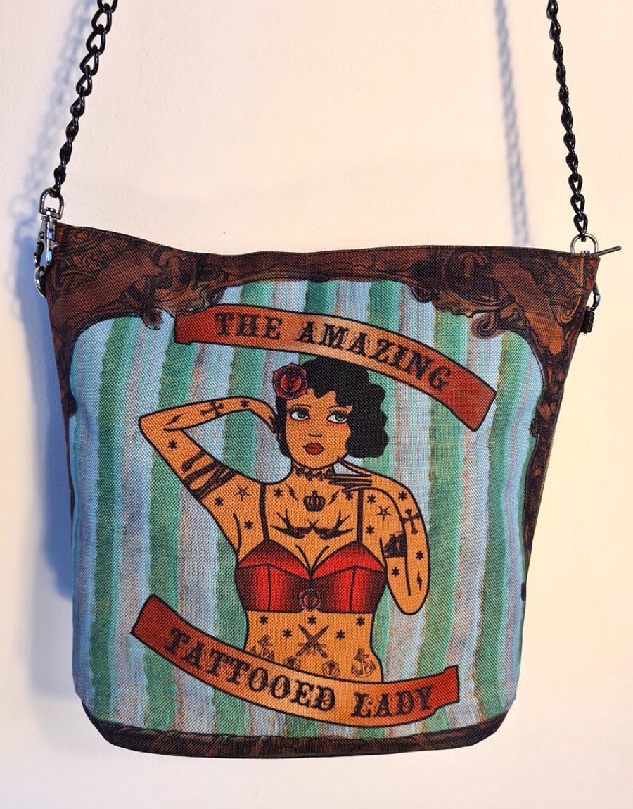 Tattooed Lady Handbag - Waterproof Bag - Recycled Polyester - Tattoo Pin Up 