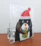 Handmade Fused Glass 'Christmas Penguin' T Light Holder - Image 4
