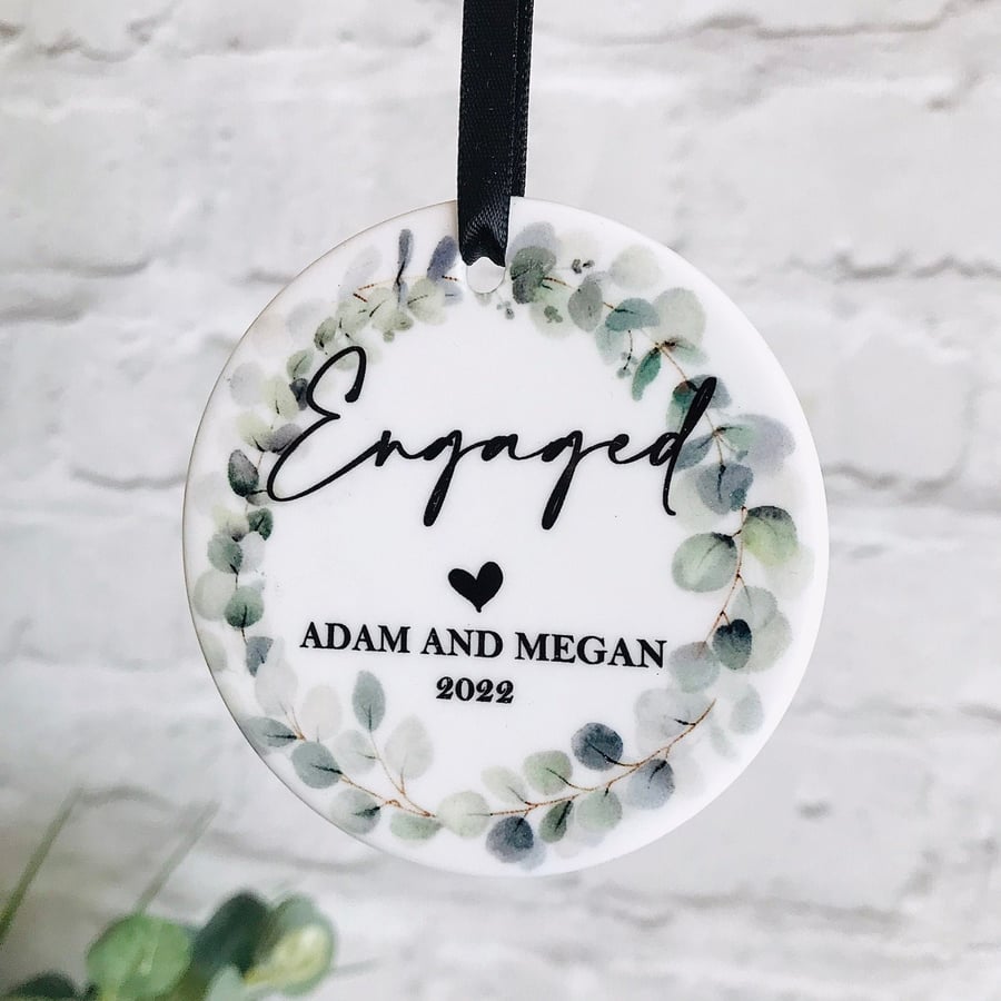 Personalised engagement gift, ceramic keepsake, gift for couples, engaged couple