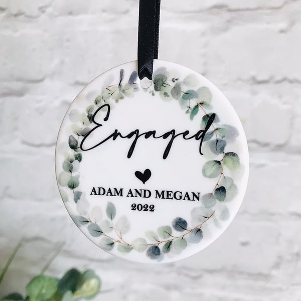 Personalised engagement gift, ceramic keepsake, gift for couples, engaged couple