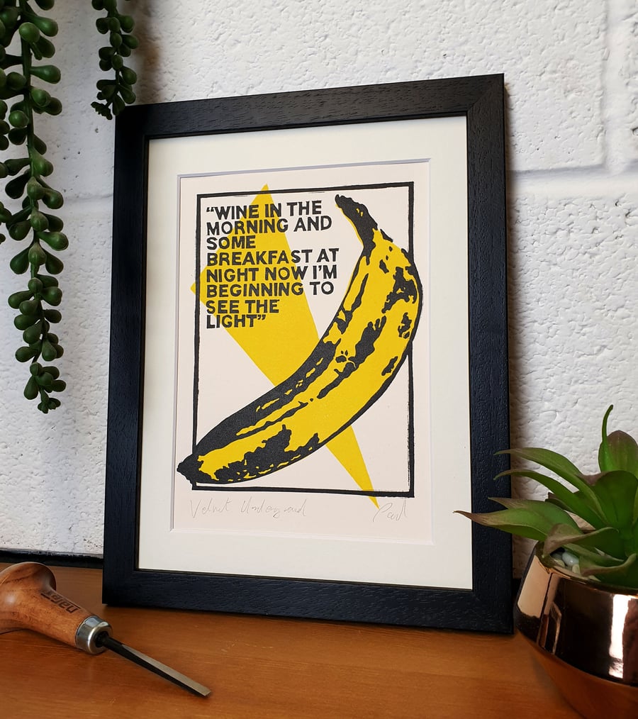 Velvet Underground and Andy Warhol Banana, Original Lino Print