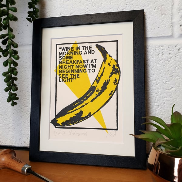 Velvet Underground and Andy Warhol Banana, Original Lino Print