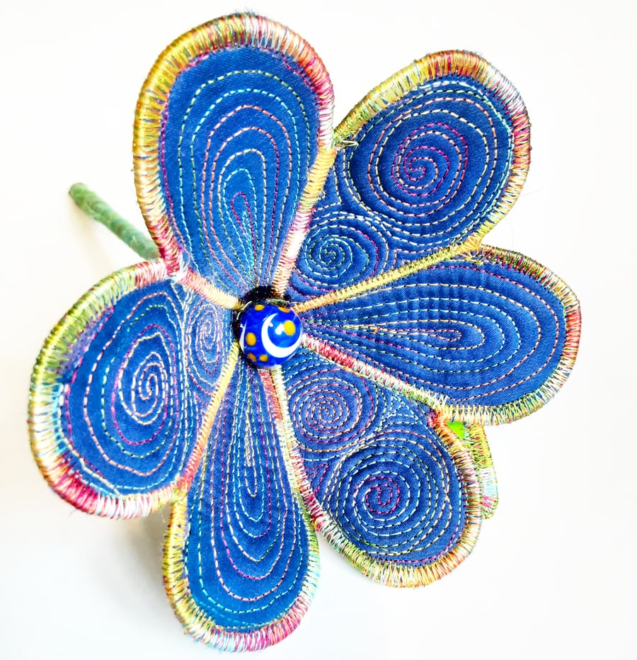 Blue Textile Art Flower
