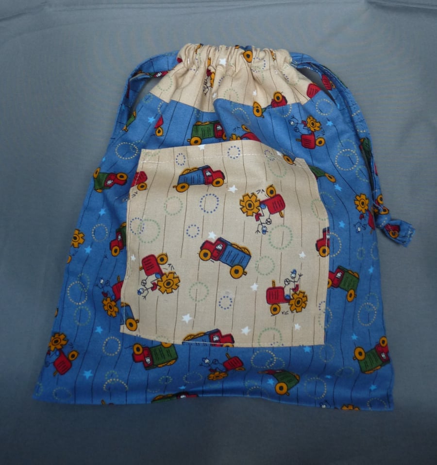 Trucks & Tractors Drawstring Bag