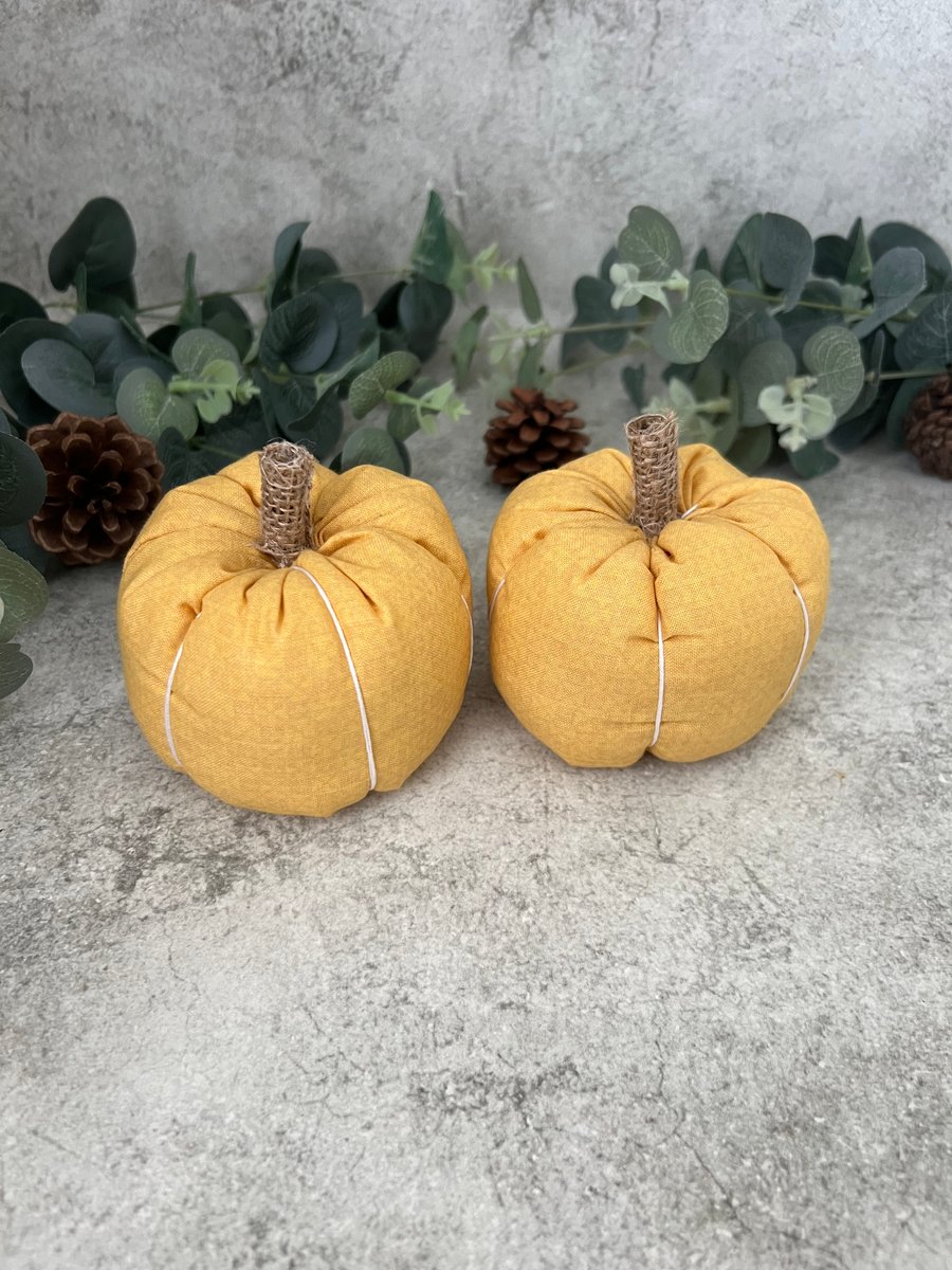 Fabric Pumpkin Decoration Small Mustard, Autumn - Folksy