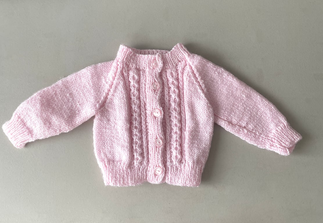 Hand Knitted baby cardigan 0-3 months