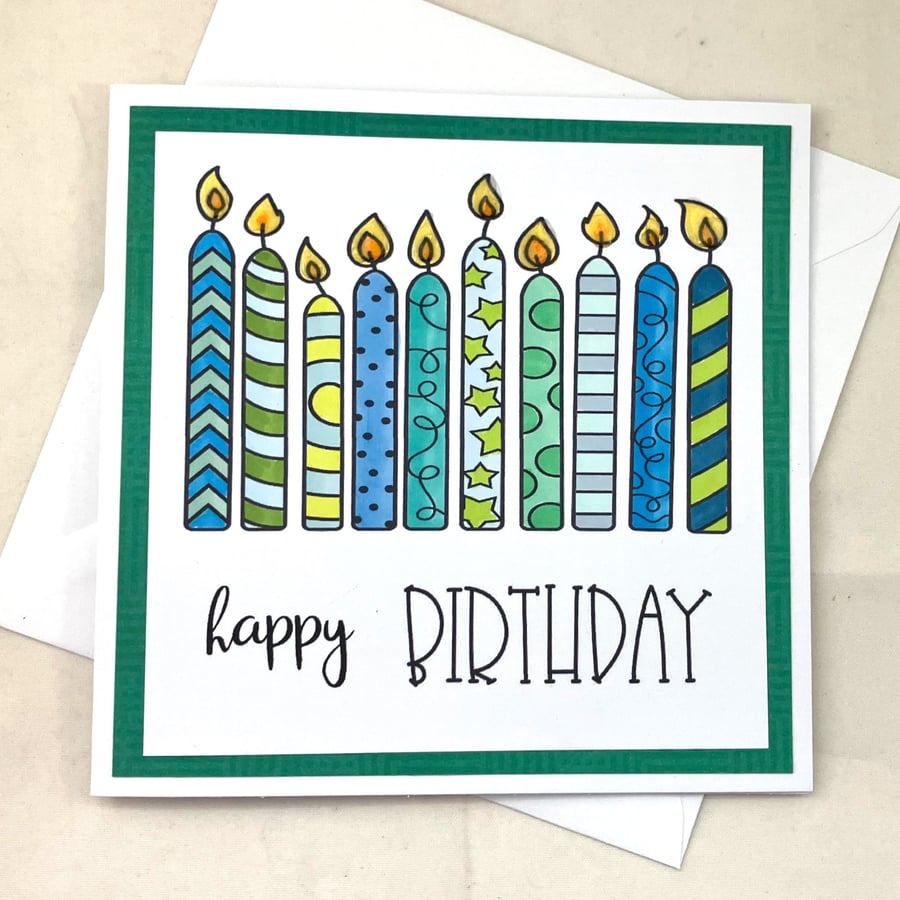 Colourful candles birthday card