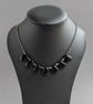 Black Fan Statement Necklace - Jet Black Glass Teardrop Necklaces for Women - Image 2
