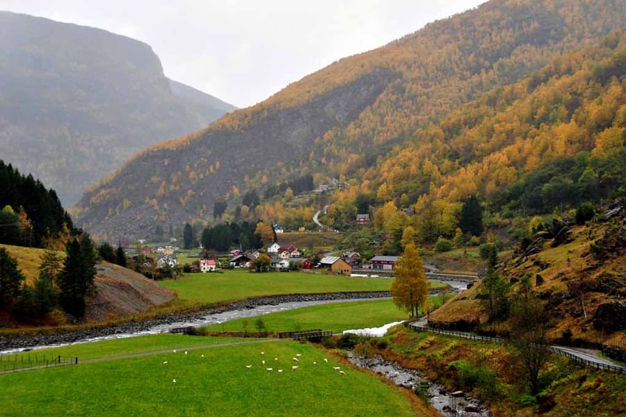 Flamsdalen Valley Flam Norway Scandinavia 18"x12" Print