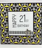 Handmade geometric pattern 21st Birthday card - insert can be personalised - Image 1