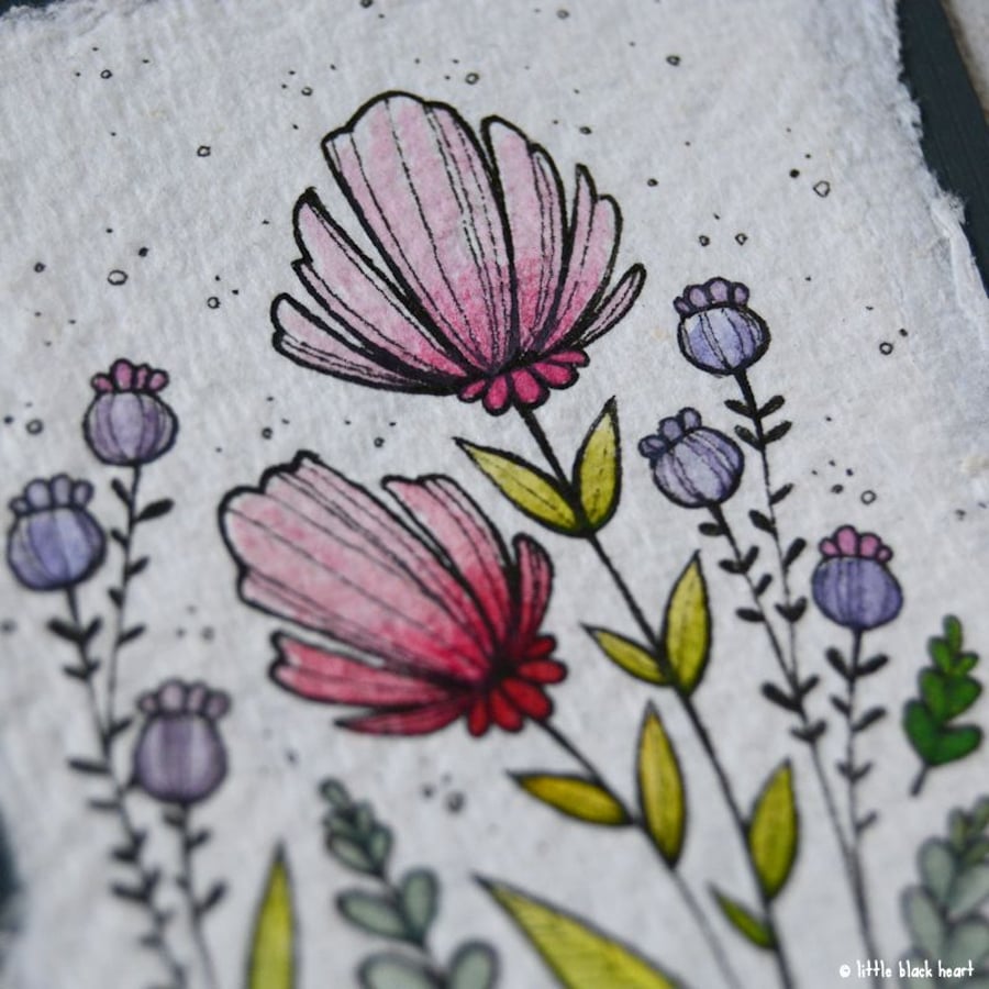 paper flowers - original aceo