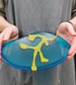 Glass Dish in Turquoise Blue with Seaweed Motif - Image 2