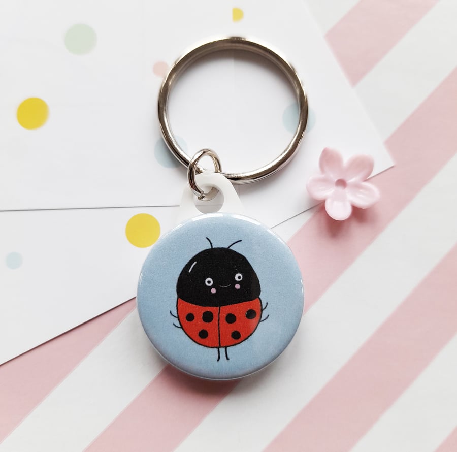 ladybird mini keyring, handmade 25mm keyring, nature lover gift