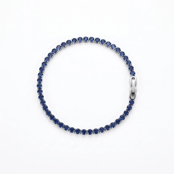 Blue 5A Zircon Tennis Bracelet Hypoallergenic Stainless Steel Stackable Handmade
