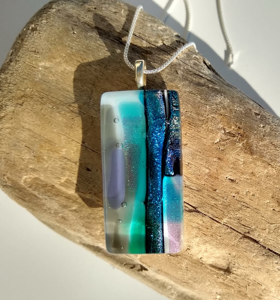 Rock Strata fused glass pendant