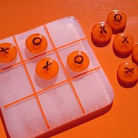 Fused Glass Noughts and Crosses Board
