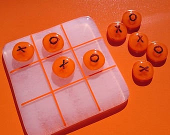 Fused Glass Noughts and Crosses Board