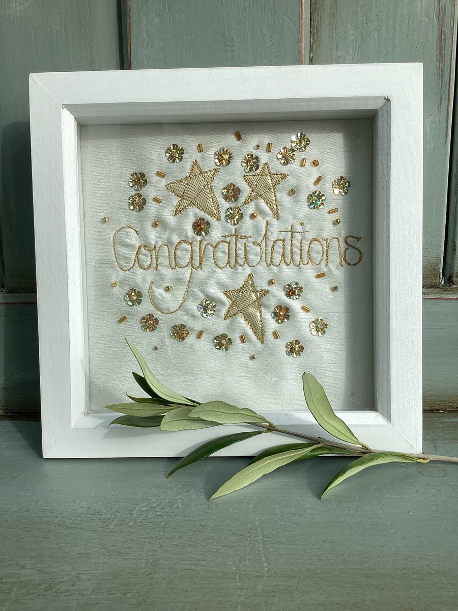 Congratulations embroidered picture.