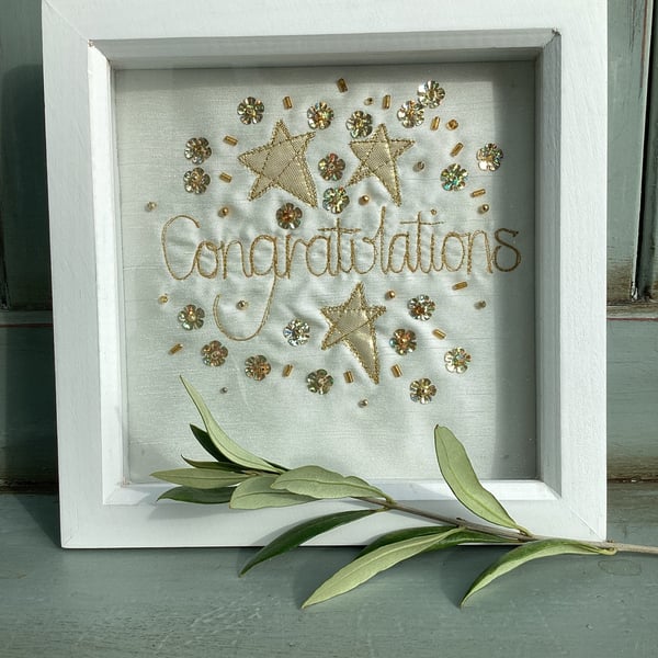Congratulations embroidered picture.
