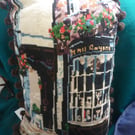 Lovely Hand Sewn Wool Tapestry Cushion Old Fashioned Shop Bay Window Bobble Trim