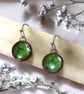 Handmade Green Glazed Ceramic Earrings, Hypoallergenic Stainless Steel, Natural  - Image 2