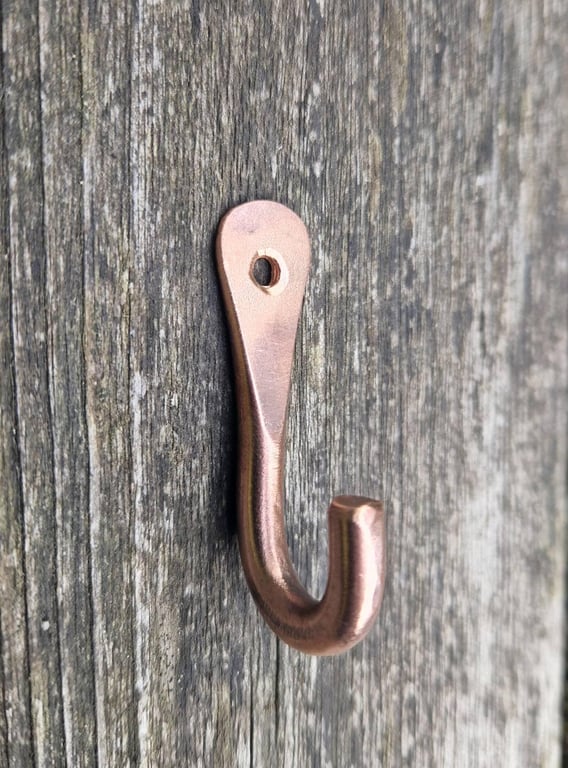 Small Copper Hook Hand Forged Hooks  Blacksmith made  kitchen Bathroom  Pot
