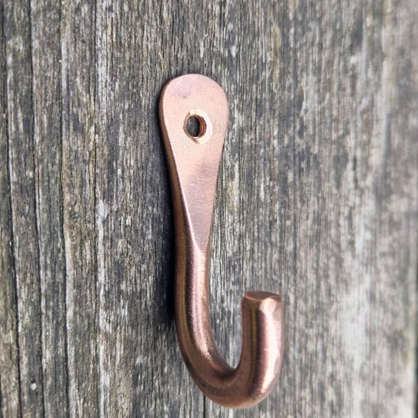Small Copper Hook Hand Forged Hooks  Blacksmith made  kitchen Bathroom  Pot