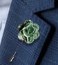 Flower Lapel Pin, Green Flower,  Wedding Buttonhole, Boutonniere  - Image 2