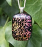 Orange Gold  Pattern Dichroic Glass Pendant,  Fused Glass Necklace F27 - Image 9