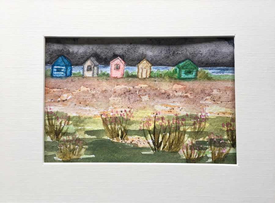 Estuary beach huts painting 
