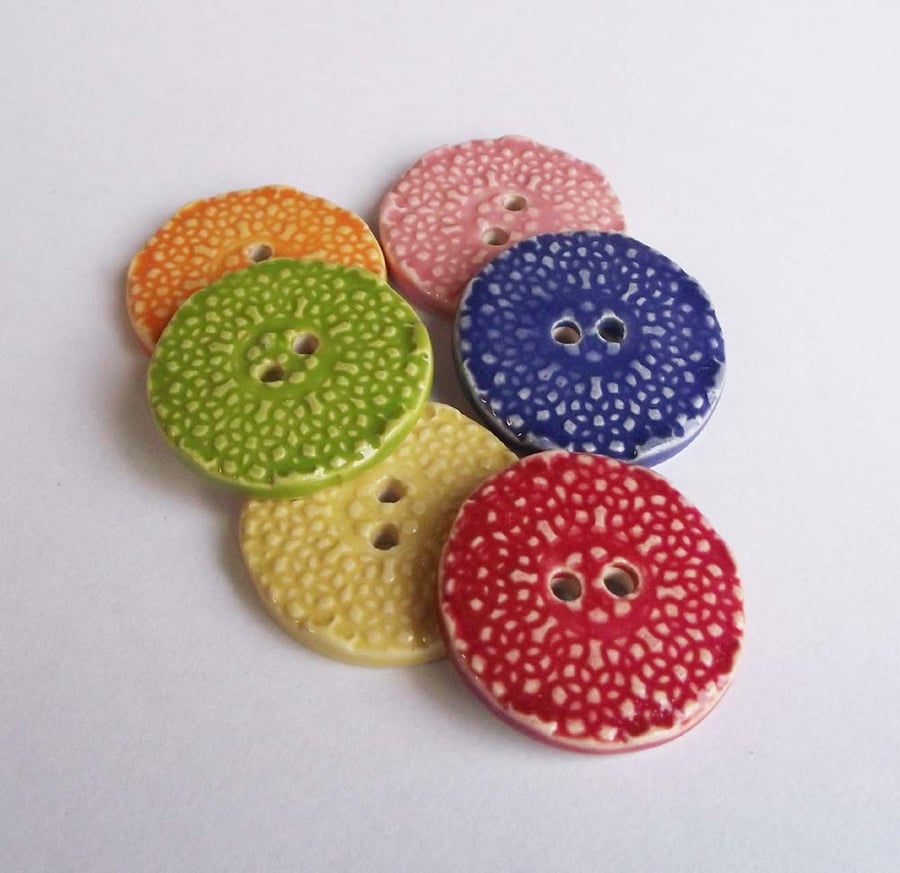 Set of six large ceramic buttons