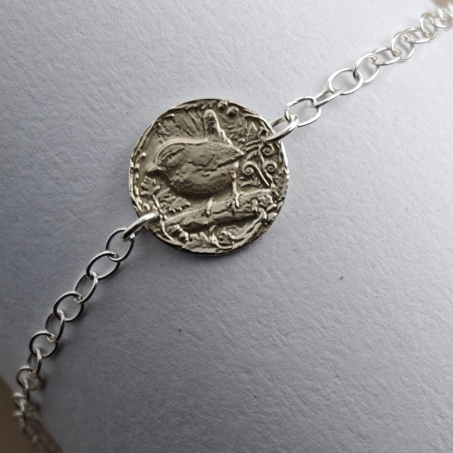 Image of Wren Engraved Sterling Silver Coin Bracelet