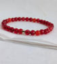 Red-orange faceted agate gemstone stretch bracelet  - Image 5