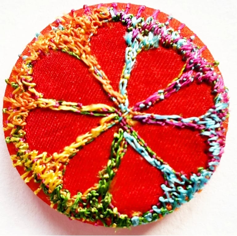 Buttons 1 inch button Hand Dyed Silks and Cottons Free Machine Embroidery Button
