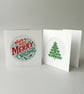 Set of 2 Embroidered Christmas Cards– Festive Tree & Merry Wishes Design