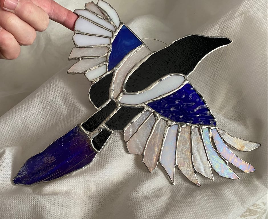 Stained glass magpie Suncatcher hanging decoration 