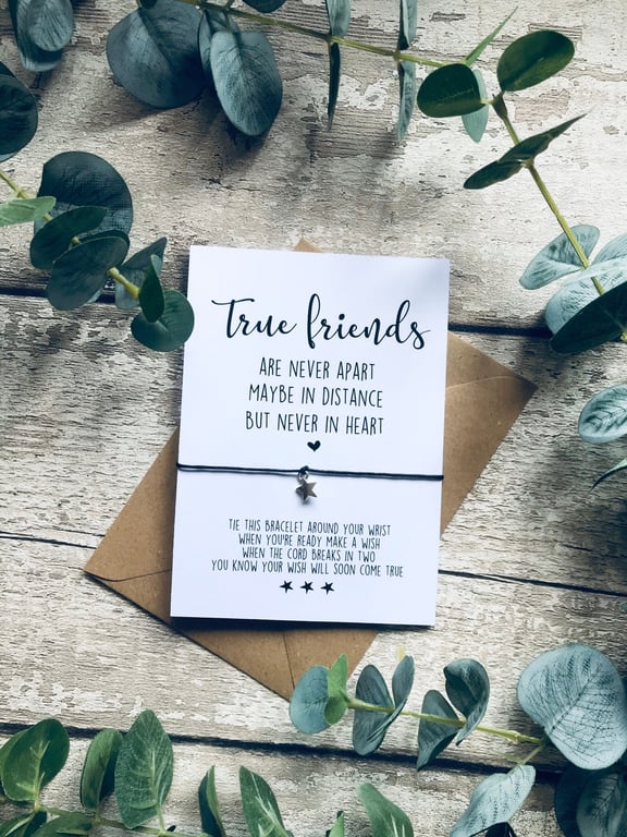 Best friend wish bracelet, true friend wish bracelet, friend card, make a wish b