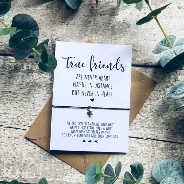 Best friend wish bracelet, true friend wish bracelet, friend card, make a wish b