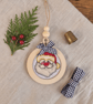 Embroidered Santa Christmas Tree Ornament, Handmade Cross Stitch Wooden Bauble - Image 6
