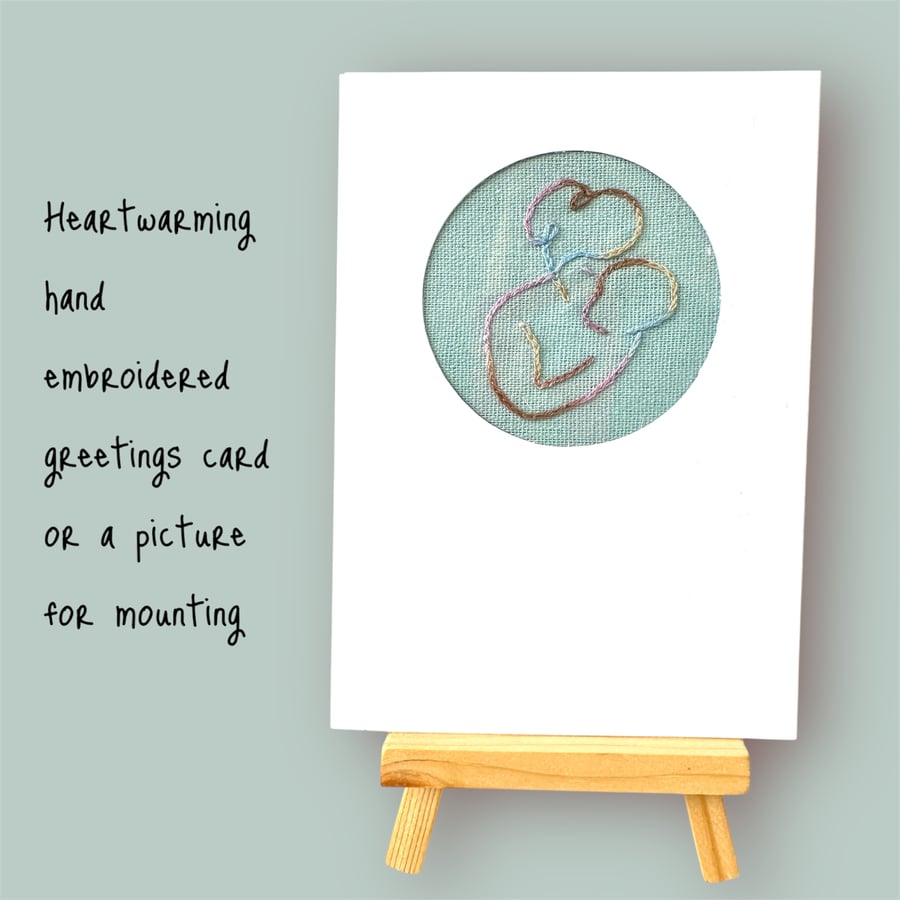 Newborn congratulations cards, Hand embroidered, mum and baby picture, nursery 